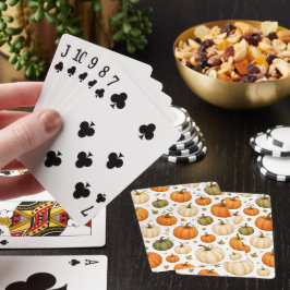 Baraja De Cartas Patrón de calabaza acuarela Calabazas de otoño