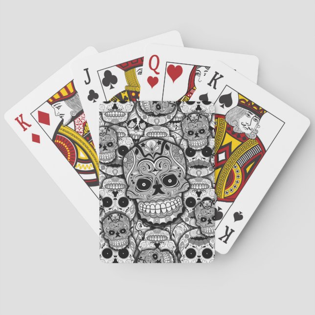 Baraja De Cartas Patrón de calaveras azucareras (Reverso)