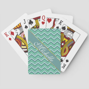 Baraja De Cartas Patrón de cheurón esmeralda factible
