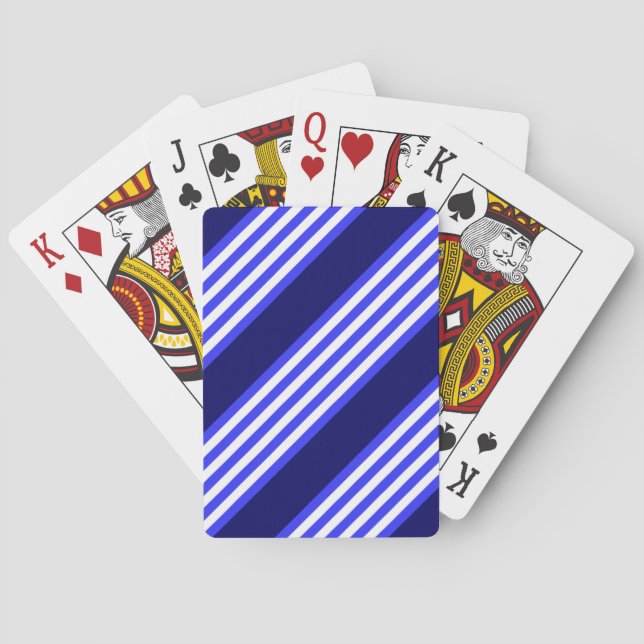 Baraja De Cartas Patrón de cinco rayas azul y blanco (Reverso)