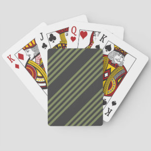 Baraja De Cartas Patrón de cinco rayas de oliva verde y carbón vege