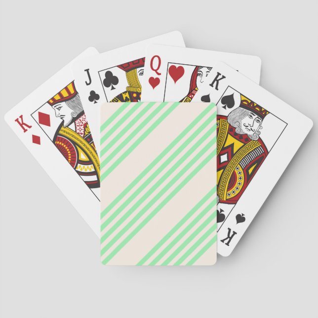 Baraja De Cartas Patrón de cinco rayas verde y beige (Reverso)