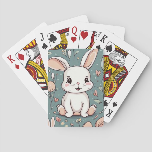 Baraja De Cartas Patrón de conejo blanco lindo (Reverso)