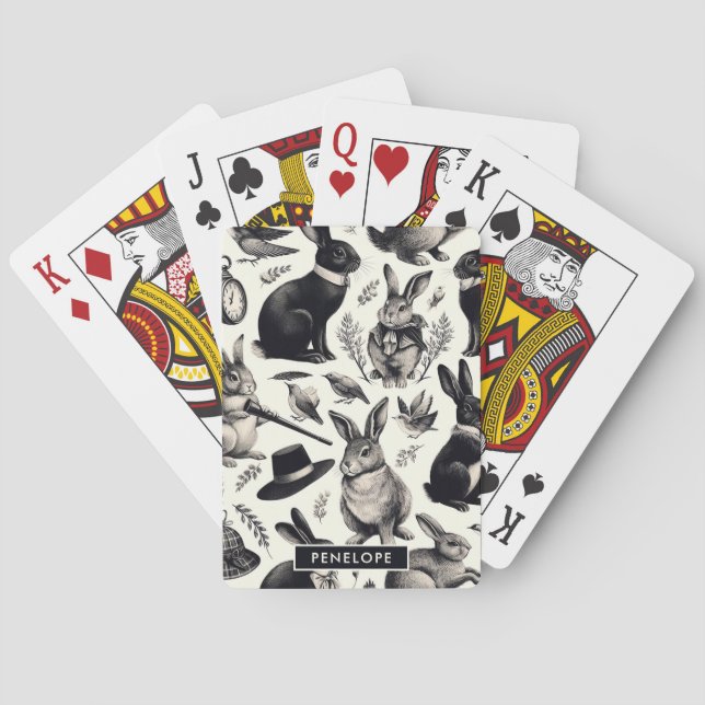 Baraja De Cartas Patrón de conejo de cosecha (Reverso)