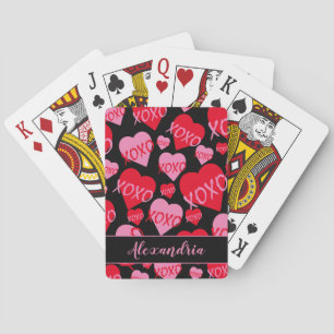 Baraja De Cartas Patrón de corazón rojo rosa de Valentine XOXO