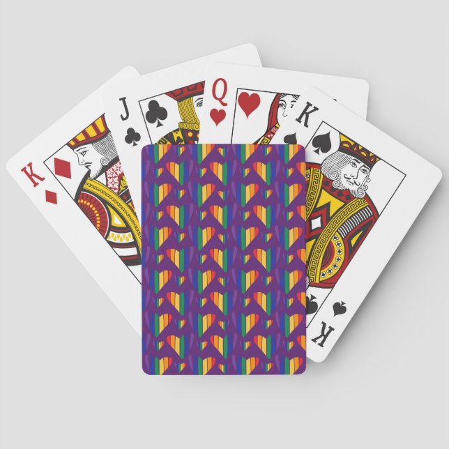 Baraja De Cartas Patrón de corazones arco iris (Reverso)