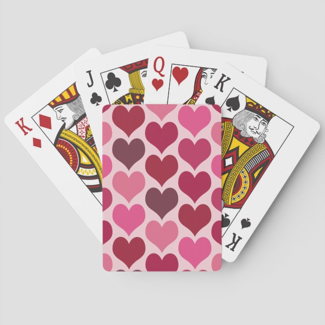 Baraja De Cartas Patrón de corazones rosados y rojos (Reverso)
