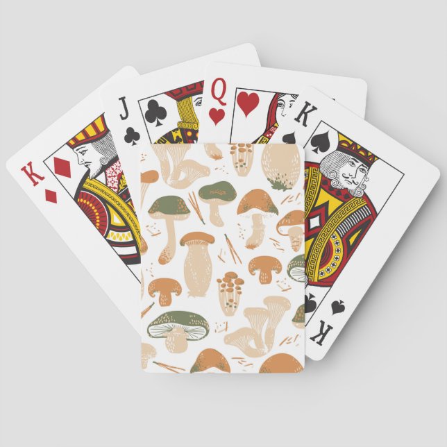 Baraja De Cartas Patrón de cosecha de hongos comestibles Linocut (Reverso)