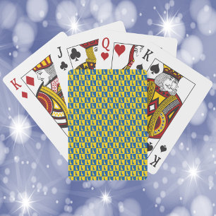Baraja De Cartas Patrón de cuadros azules y dorados de Delaware