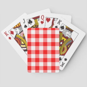 Baraja De Cartas Patrón de cuadros rojos brillantes y blancos