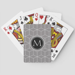 Baraja De Cartas Patrón de cubo de titanio y monograma