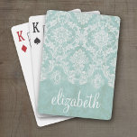 Baraja De Cartas Patrón de Damasco de Vintage Azul Hielo con Acabad<br><div class="desc">Un estilo vintage con un diseño de moda con colores de joyas y elegancia. Los elementos son más fáciles de personalizar cuando se reemplazan primero todo el texto y las fotos. Si su arte todavía necesita ser ajustado, haga clic en el botón Personalizar Este botón. Esto te llevará a un...</div>