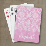 Baraja De Cartas Patrón de Damasco de Vintage rosa Pastel Acabado G<br><div class="desc">Un patrón vintage con un diseño de pizarra y encaje. Eche un vistazo a las flores y hojas.Un diseño moderno con colores y elegancia en tonos de joyas. Los elementos son más fáciles de personalizar cuando se reemplazan primero todo el texto y las fotos. Si su arte todavía necesita ser...</div>