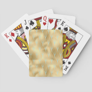 Baraja De Cartas Patrón de diamante Art Deco 2, oro y azul verdoso