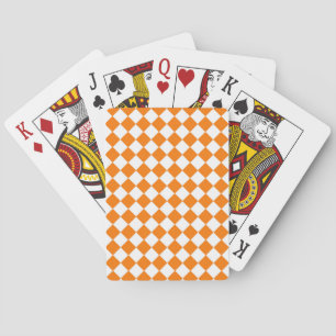 Baraja De Cartas Patrón de diamante de cuadros naranja blanco