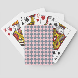 Baraja De Cartas Patrón de diamante de cuadros rosa gris