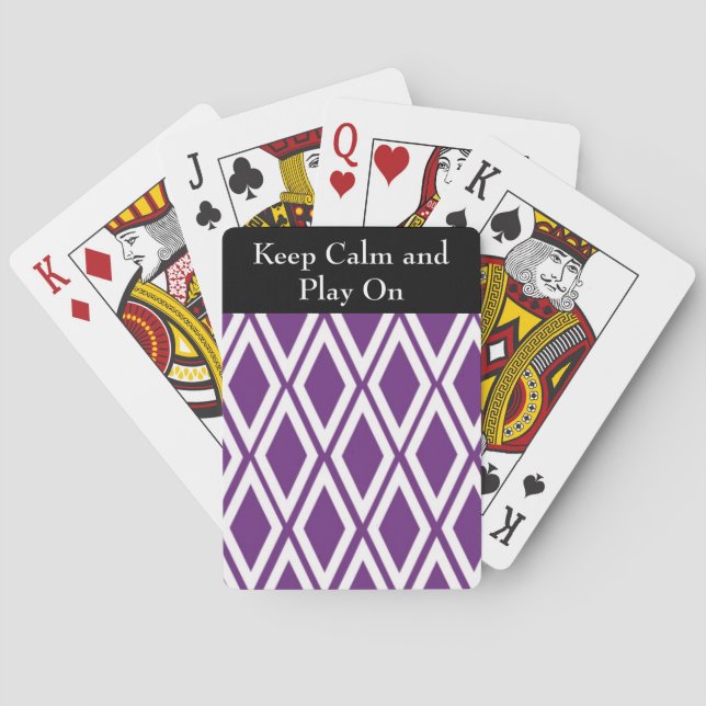 Baraja De Cartas Patrón de diamante púrpura y blanco (Reverso)