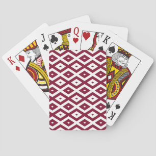Baraja De Cartas Patrón de diamantes de Borgoña y blanco