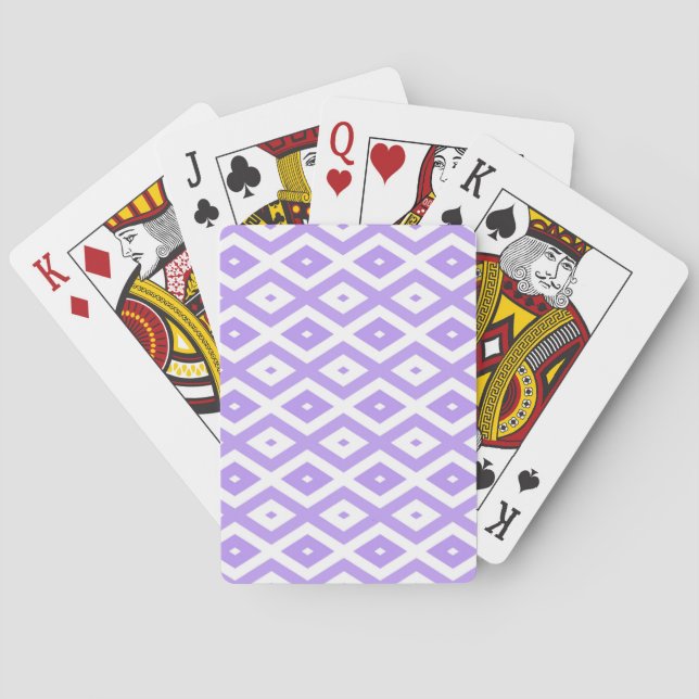 Baraja De Cartas Patrón de diamantes morado y blanco (Reverso)