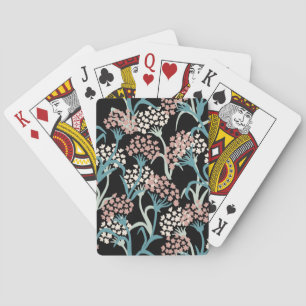 Baraja De Cartas Patrón de dibujo de flores rosadas y verdes