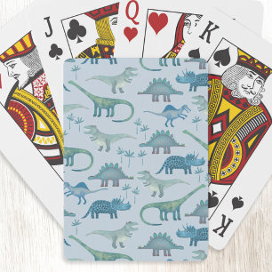 Baraja De Cartas Patrón de dinosaurio azul divertido
