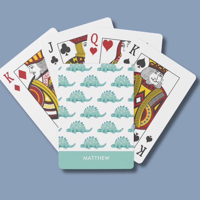 Baraja De Cartas Patrón de dinosaurio estegosaurio (Dinosaur pattern personalized playing cards)