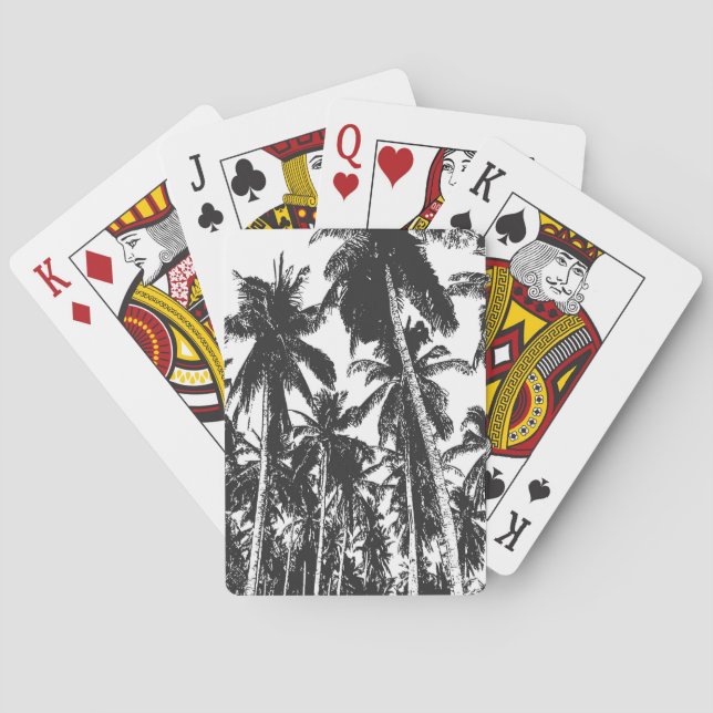 Baraja De Cartas Patrón de diseño de palmeras tropicales. (Reverso)