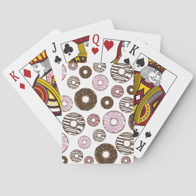 Baraja De Cartas Patrón De Donuts, Donuts Rosados, Donuts Marrones (Reverso)