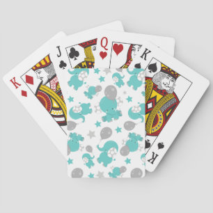 Baraja De Cartas Patrón De Elefantes Azules, Elefantes Cutetos, Est