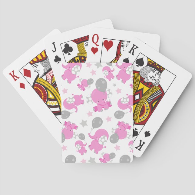 Baraja De Cartas Patrón De Elefantes Rosa, Elefantes Cutos, Estrell (Reverso)