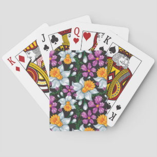 Baraja De Cartas Patrón de elegancia con flores narcisas 2