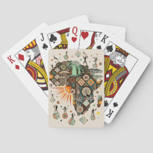 Baraja De Cartas Patrón de elementos tribales decorativos del mapa 