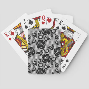 Baraja De Cartas Patrón de encaje negro sobre fondo blanco