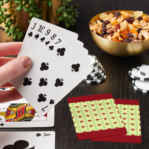 Baraja De Cartas Patrón de enredadera floral roja sobre verde claro
