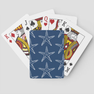 Baraja De Cartas Patrón De Esbozo De Starfish En Azul