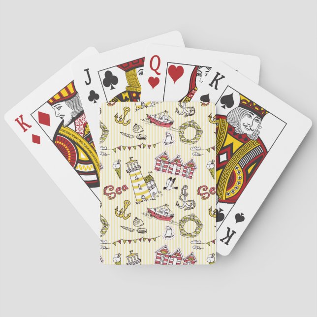 Baraja De Cartas Patrón de escenas de playa (Reverso)