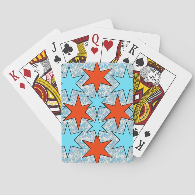 Baraja De Cartas Patrón de estrella azul y roja (Reverso)