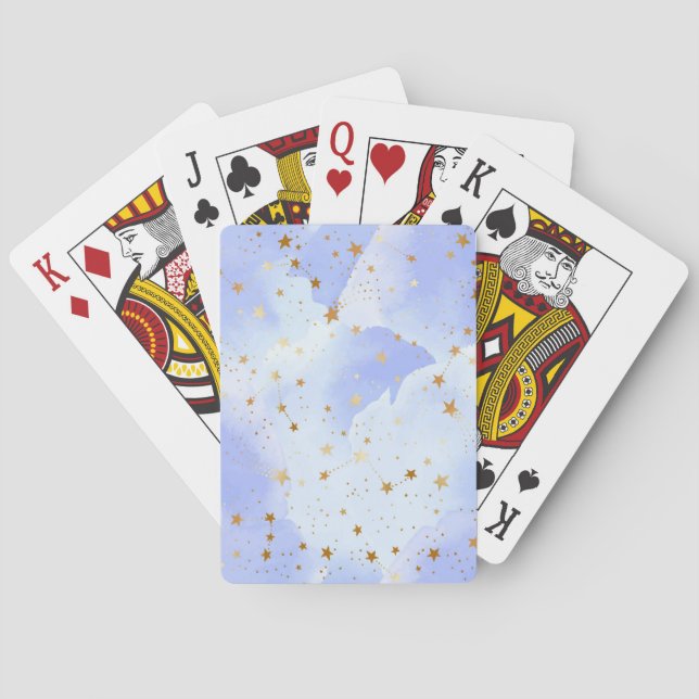 Baraja De Cartas Patrón de estrella dorada de Lavendar (Reverso)