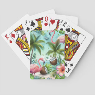Baraja De Cartas Patrón de flamencos y cocos
