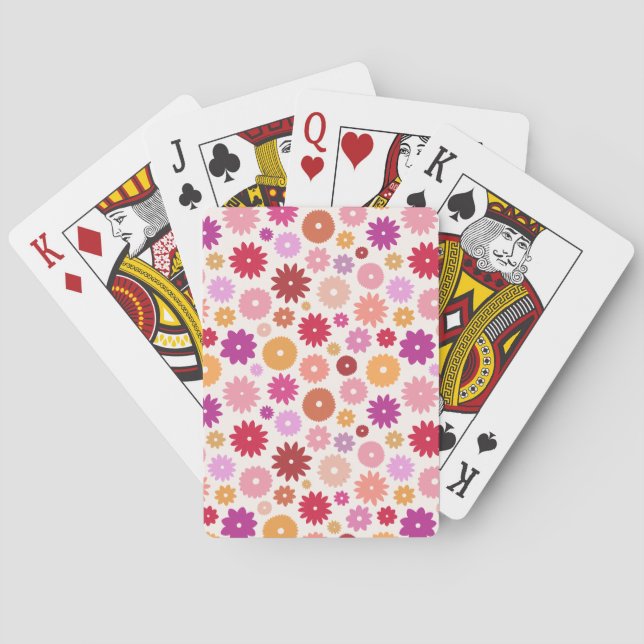 Baraja De Cartas Patrón de flores coloridas (Reverso)