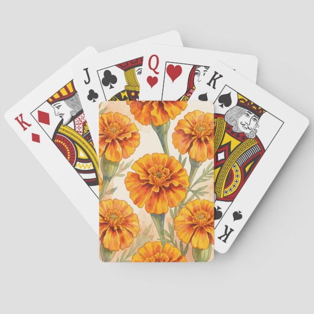 Baraja De Cartas patrón de flores de caléndula naranja (Reverso)