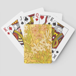 Baraja De Cartas Patrón de flores de lirio de Alphonse Mucha: Art N