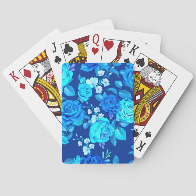 Baraja De Cartas Patrón de flores de rosa azul clásica-87600 (Reverso)