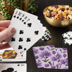 Baraja De Cartas Patrón de flores púrpuras botánicas