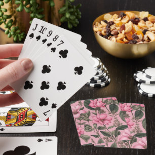Baraja De Cartas Patrón de flores rosadas botánicas