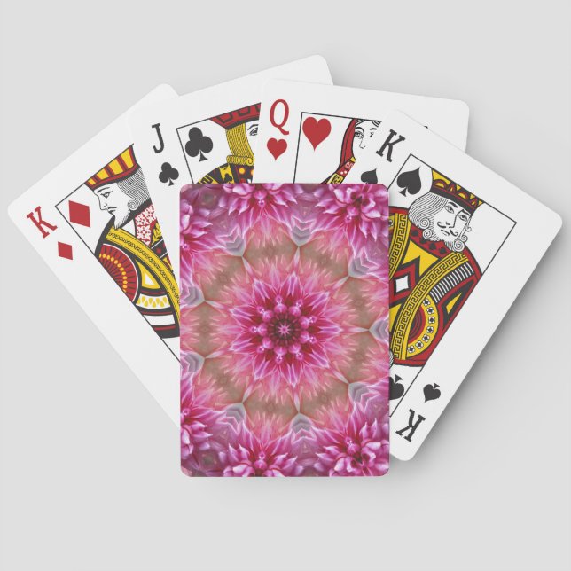 Baraja De Cartas Patrón de flores rosadas de Mandala geométrica-675 (Reverso)