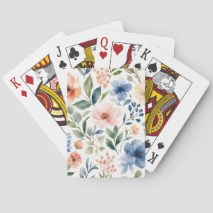 Baraja De Cartas Patrón de flores silvestres acuarela botánico mode