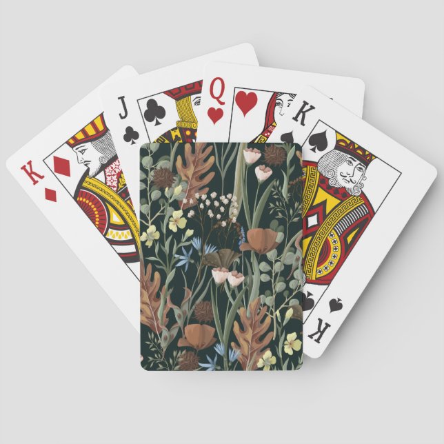 Baraja De Cartas Patrón de flores silvestres y secas. (Reverso)