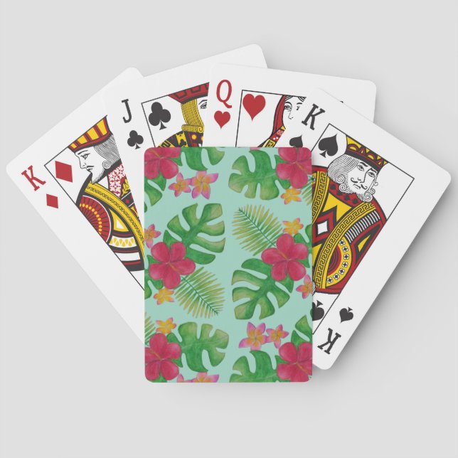 Baraja De Cartas Patrón de flores tropicales (Reverso)