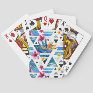 Baraja De Cartas Patrón de flores tropicales geométricas
